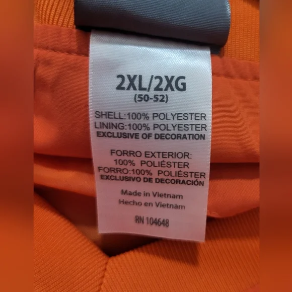 Clemson - NWOT - Knights Apparel - Orange Pullover Windbreaker - Size 2XL - Picture 6 of 6